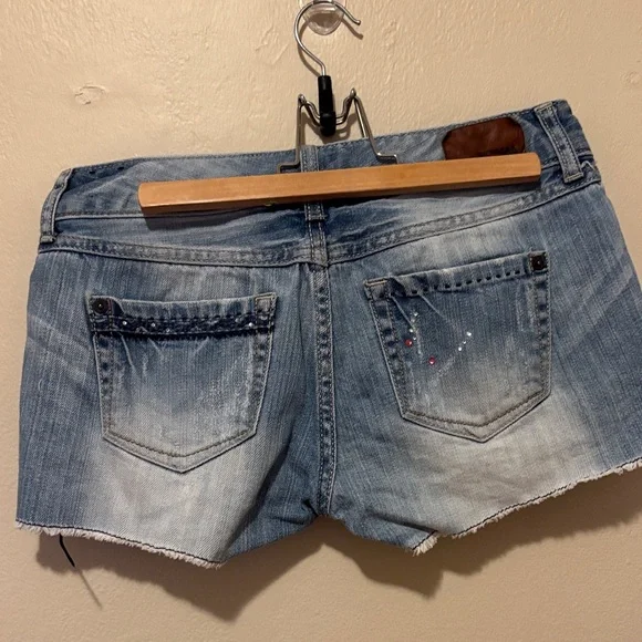 Express Light Blue Lace-Up Jean Shorts - Picture 2 of 2